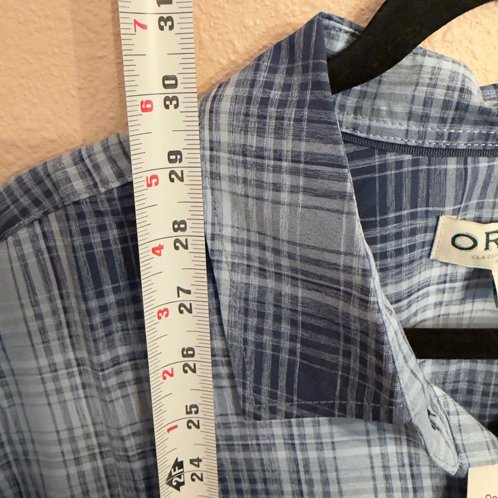 Orvis Mens XL Blue Plaid Short Sleeve Button Down Shirt Polyester NWT - Picture 7 of 7